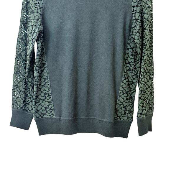 Tory Burch Green Morino Wool Sweater Fall Woman's Size Medium READ - Picture 10 of 11